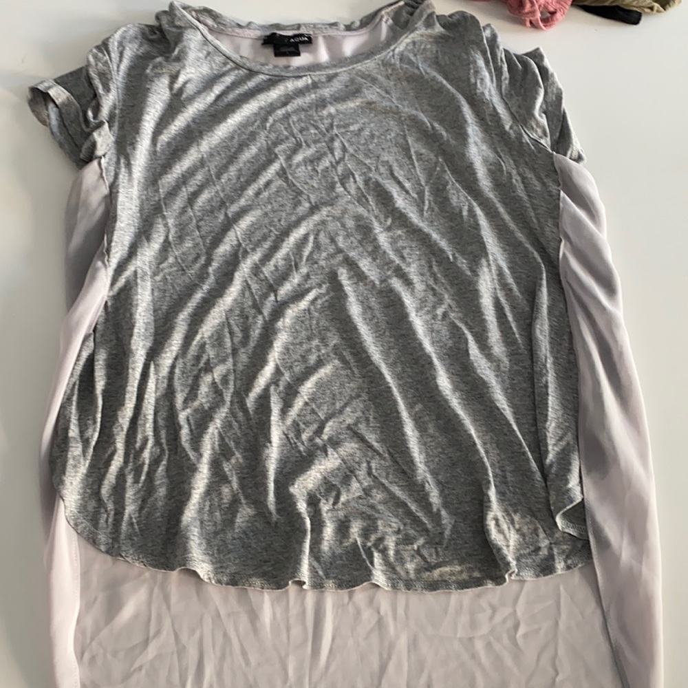 Aqua gray, sheer back top